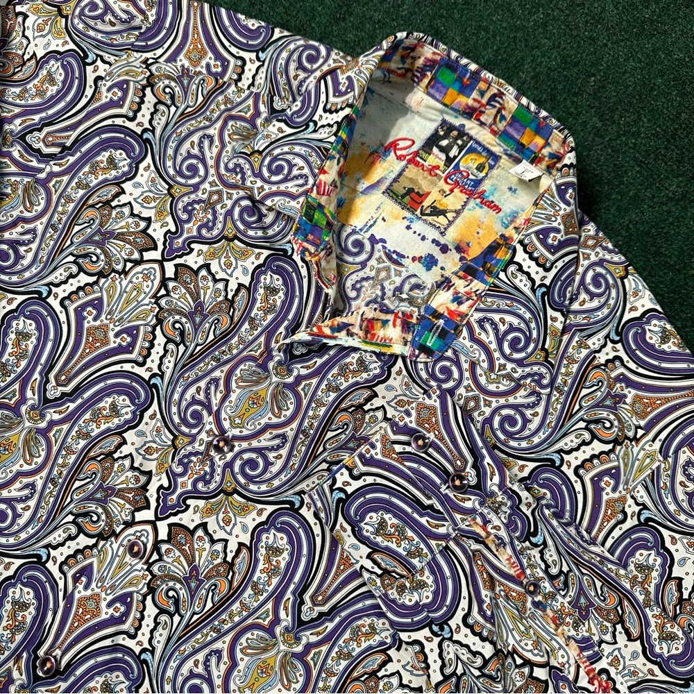 Robert Graham Paisley Print Button-Up Collared Shirt Men’s Size Large